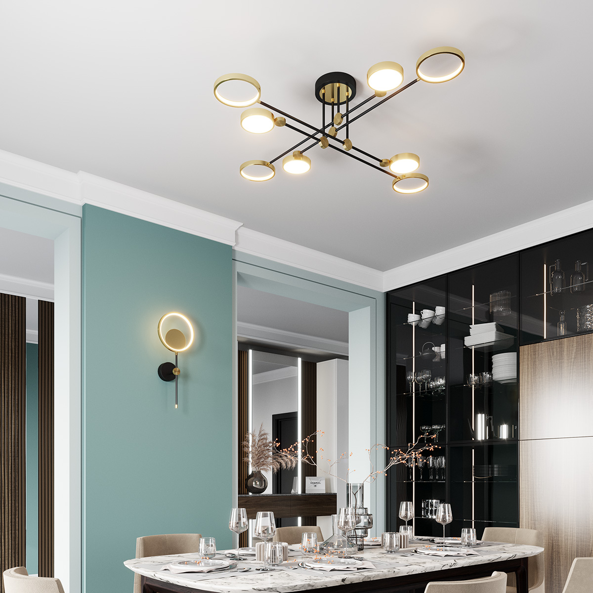 Потолочная светодиодная люстра Odeon Light Midcent Denzel 4320/75CL фото