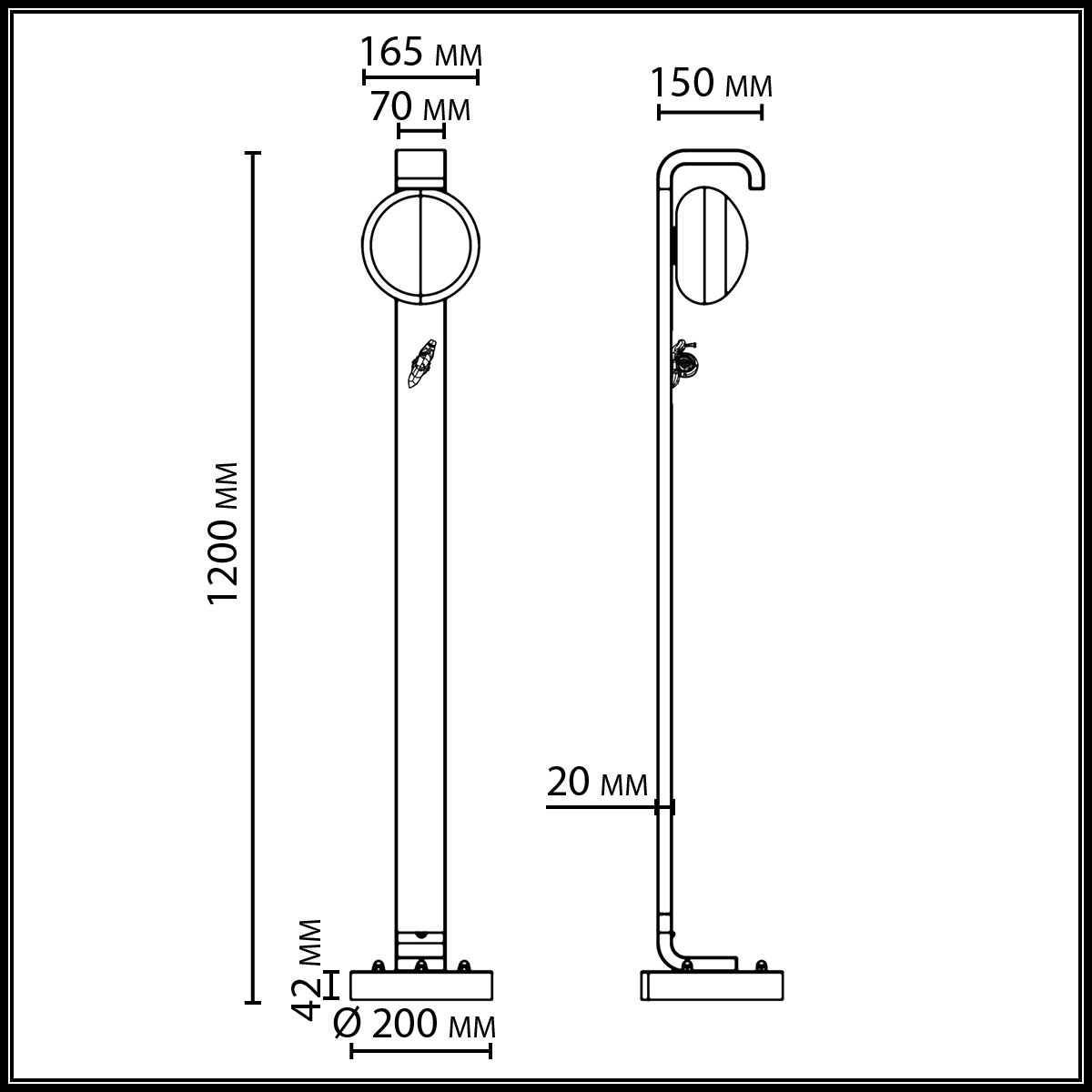 Уличный наземный светильник 120см IP54 ODEON LIGHT 5434/1FA фото